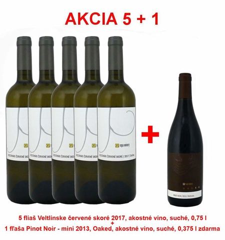 Akce 5 + 1 REPA Winer 5 lahví Veltlínské červené rané 2017, jakostní víno, suché, 0,75 l +1 láhev Pinot Noir - mini 2013, Oaked, jakostní víno, suché,