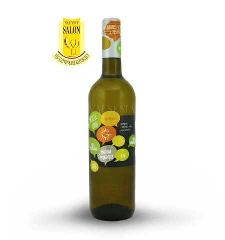 Muškát moravský - Veselé víno, r. 2016, jakostní odrůdové víno, polosladké, 0,75 l