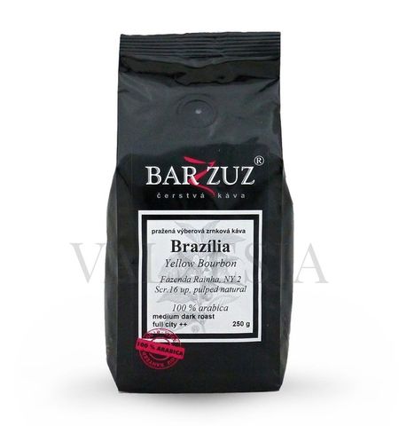 Brazílie Yellow Bourbon, Scr. 16+, RFA, pulped natural, zrnková káva, 100% arabica, 250 g